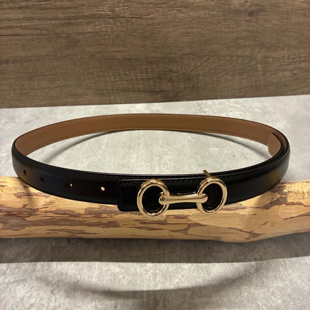 Vintage Epsom  Swift Style Women Skinny Horsebit Leather Heritage Belt in Dark B - Picture 2 of 5